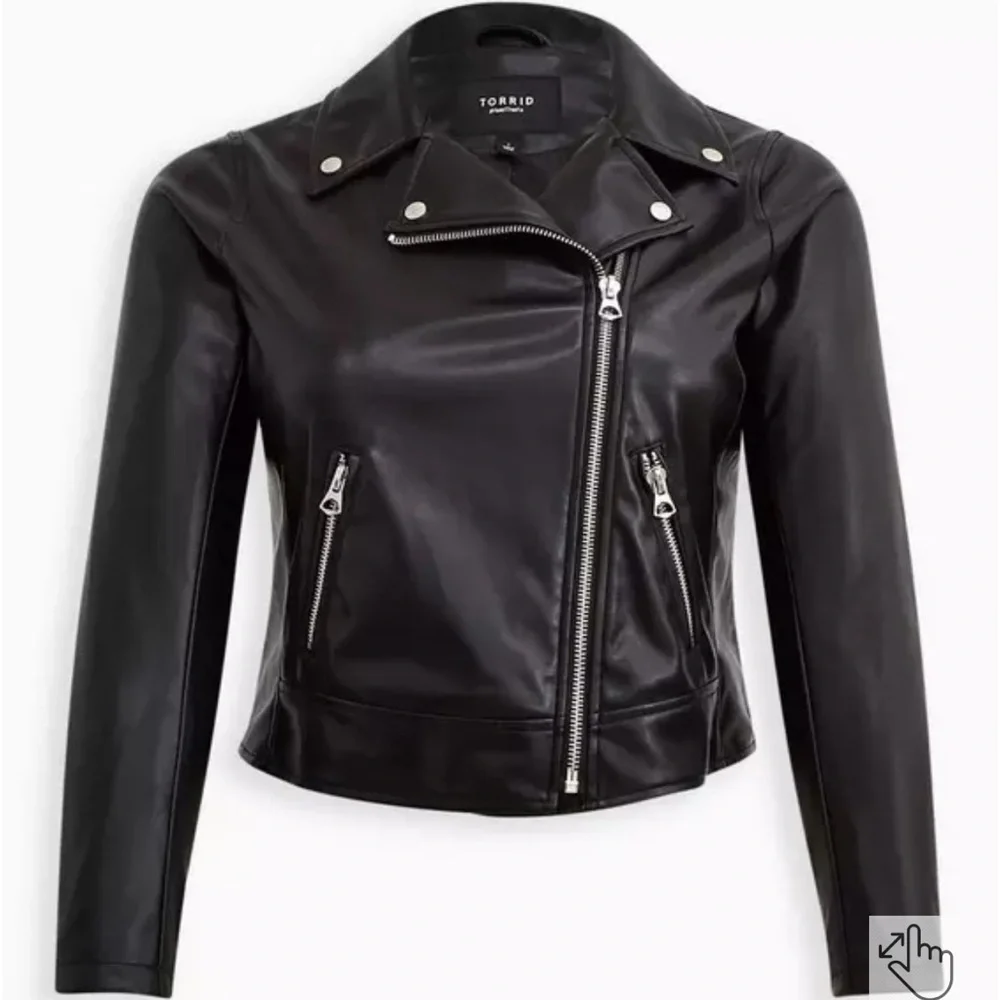 NWT Torrid Black Faux Leather Asymmetrical Jacket - Picture 1 of 5